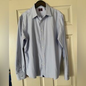 Men’s UnTuckit Blue & White Pin Striped Button Down Shirt size Xl